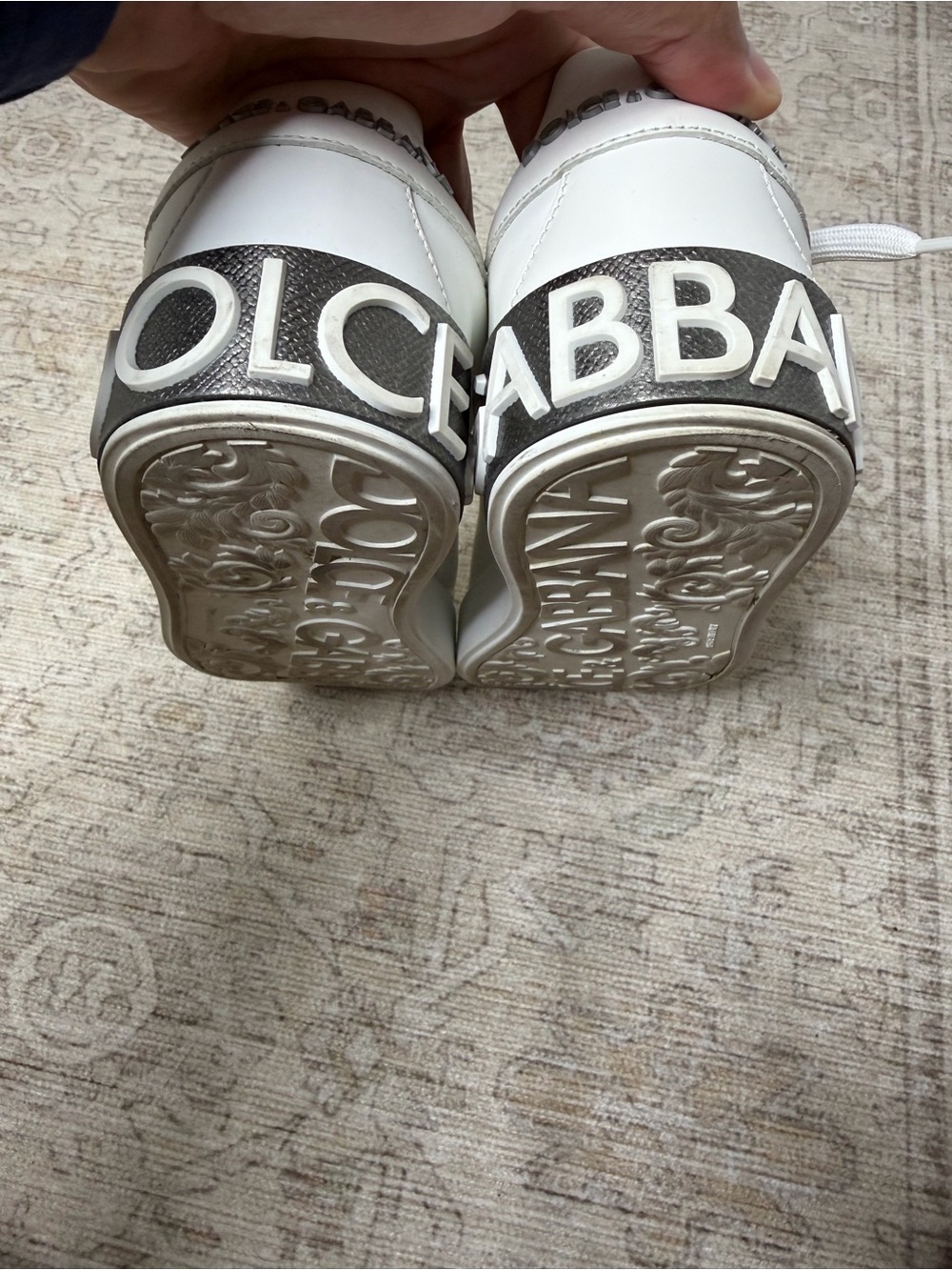 Dolce & Gabbana White Leather Low-Top Sneaker with Black Heel Panel - Picture 6 of 6